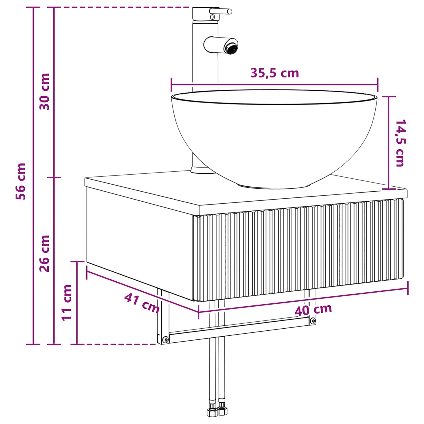 Lavabo da Parete Bianco Lucido 40 x 41 x 40,5 cm | homemem39