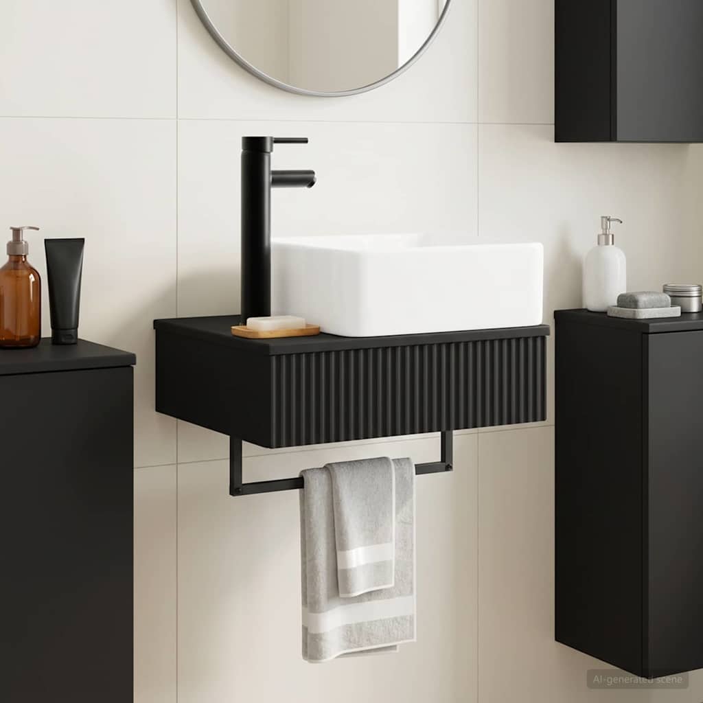 Lavabo da Parete Nero 50 x 41 x 39 cm Legno ingegnerizzato | homemem39