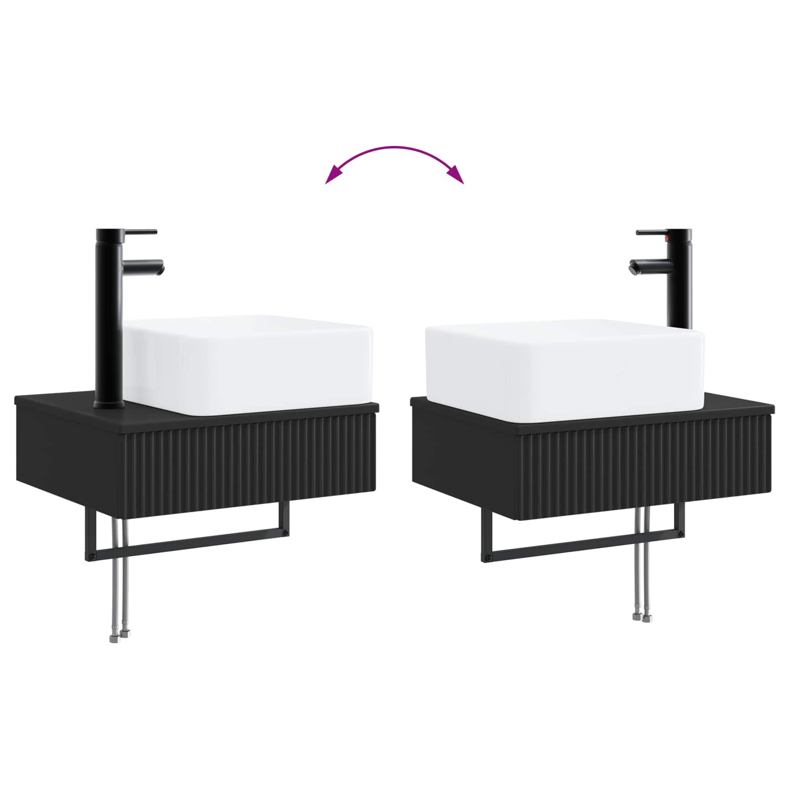Lavabo da Parete Nero 50 x 41 x 39 cm Legno ingegnerizzato | homemem39
