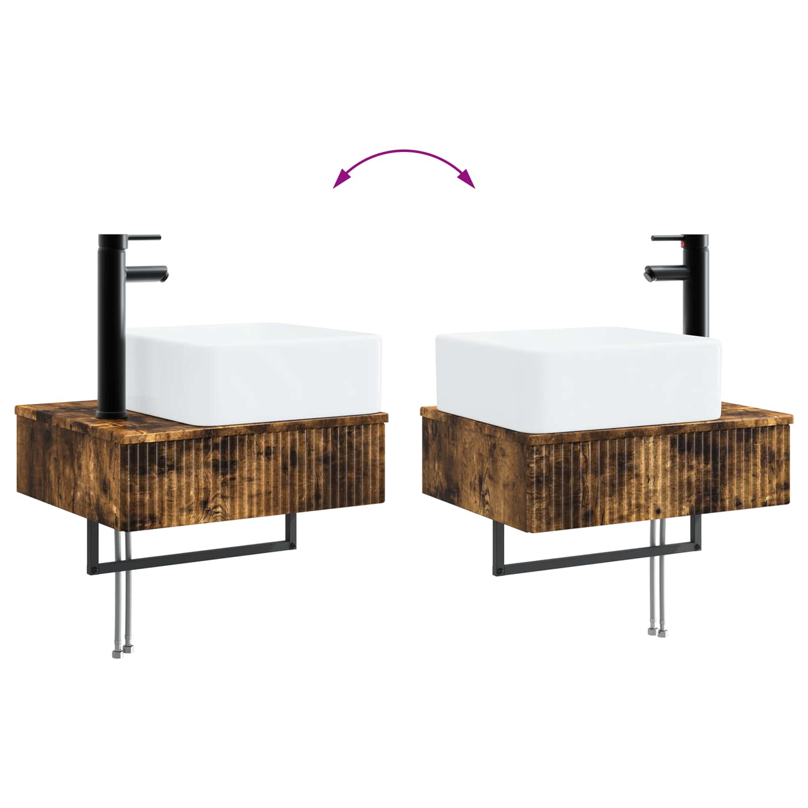 Lavabo da Parete Rovere Fumo 50 x 41 x 39 cm | homemem39
