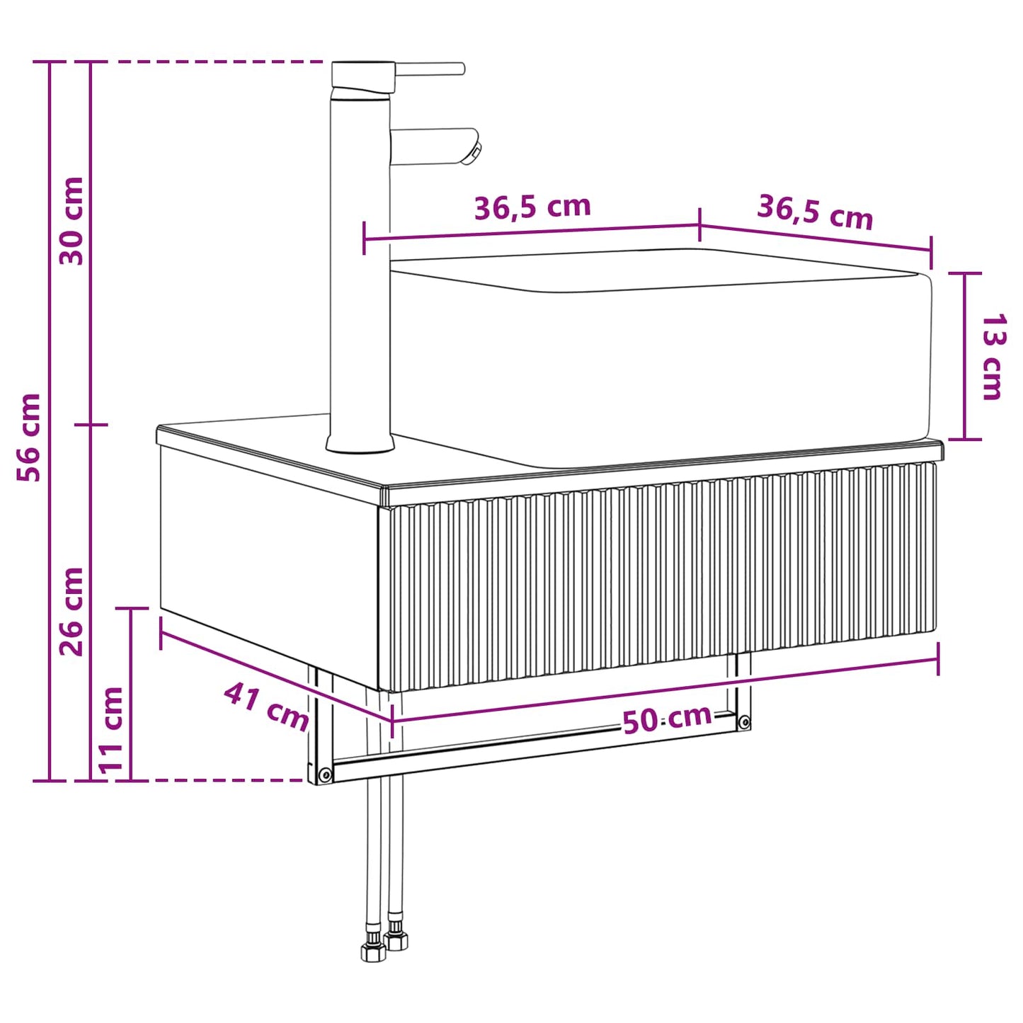 Lavabo da Parete Rovere Artigianale 50 x 41 x 39 cm | homemem39