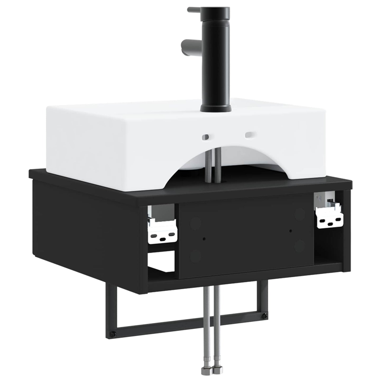 Lavabo da Parete Nero 40 x 41 x 39 cm Legno ingegnerizzato | homemem39