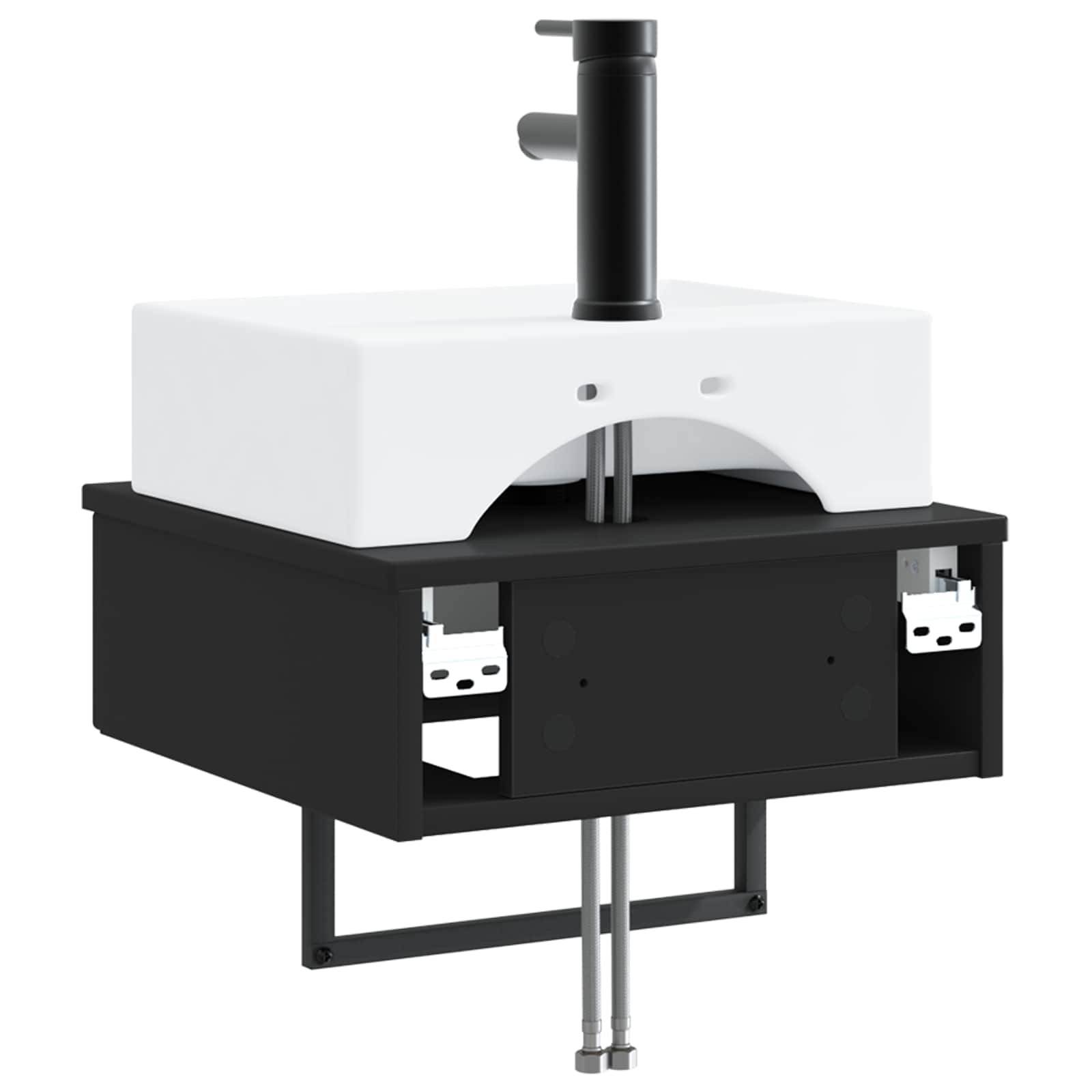 Lavabo da Parete Nero 40 x 41 x 39 cm Legno ingegnerizzato | homemem39