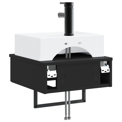 Lavabo da Parete Nero 40 x 41 x 39 cm Legno ingegnerizzato | homemem39