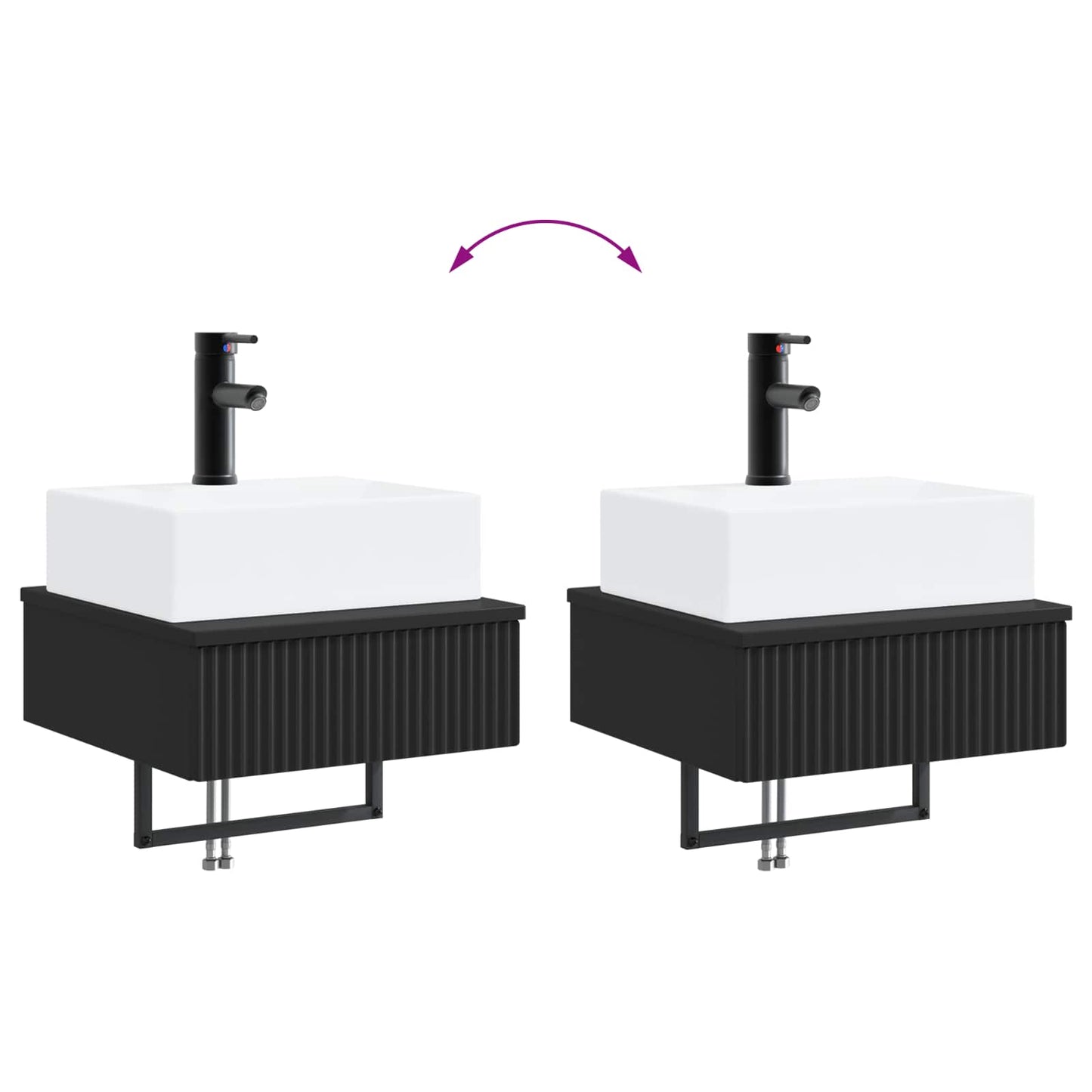Lavabo da Parete Nero 40 x 41 x 39 cm Legno ingegnerizzato | homemem39