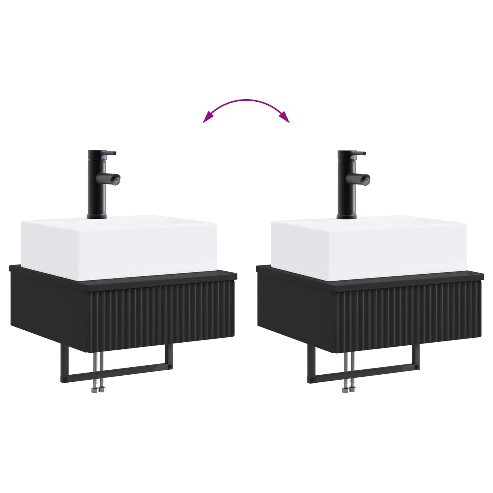 Lavabo da Parete Nero 40 x 41 x 39 cm Legno ingegnerizzato | homemem39