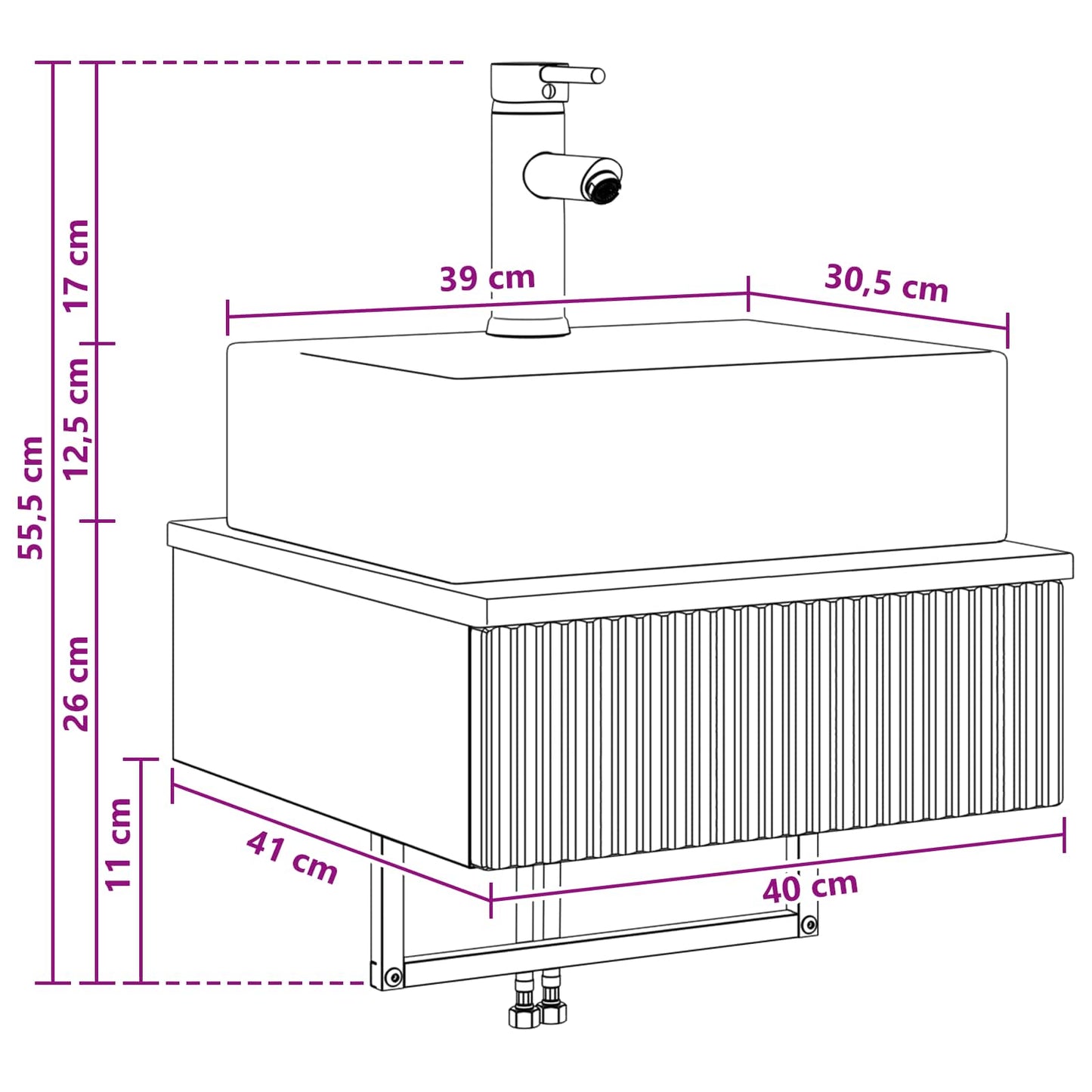 Lavabo da Parete Sonoma grigio 40 x 41 x 39 cm | homemem39