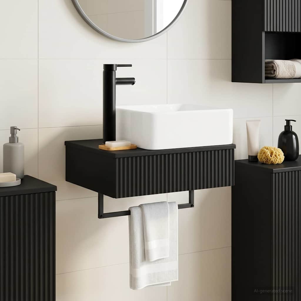 Lavabo da Parete Nero 53 x 35 x 39 cm Legno ingegnerizzato | homemem39