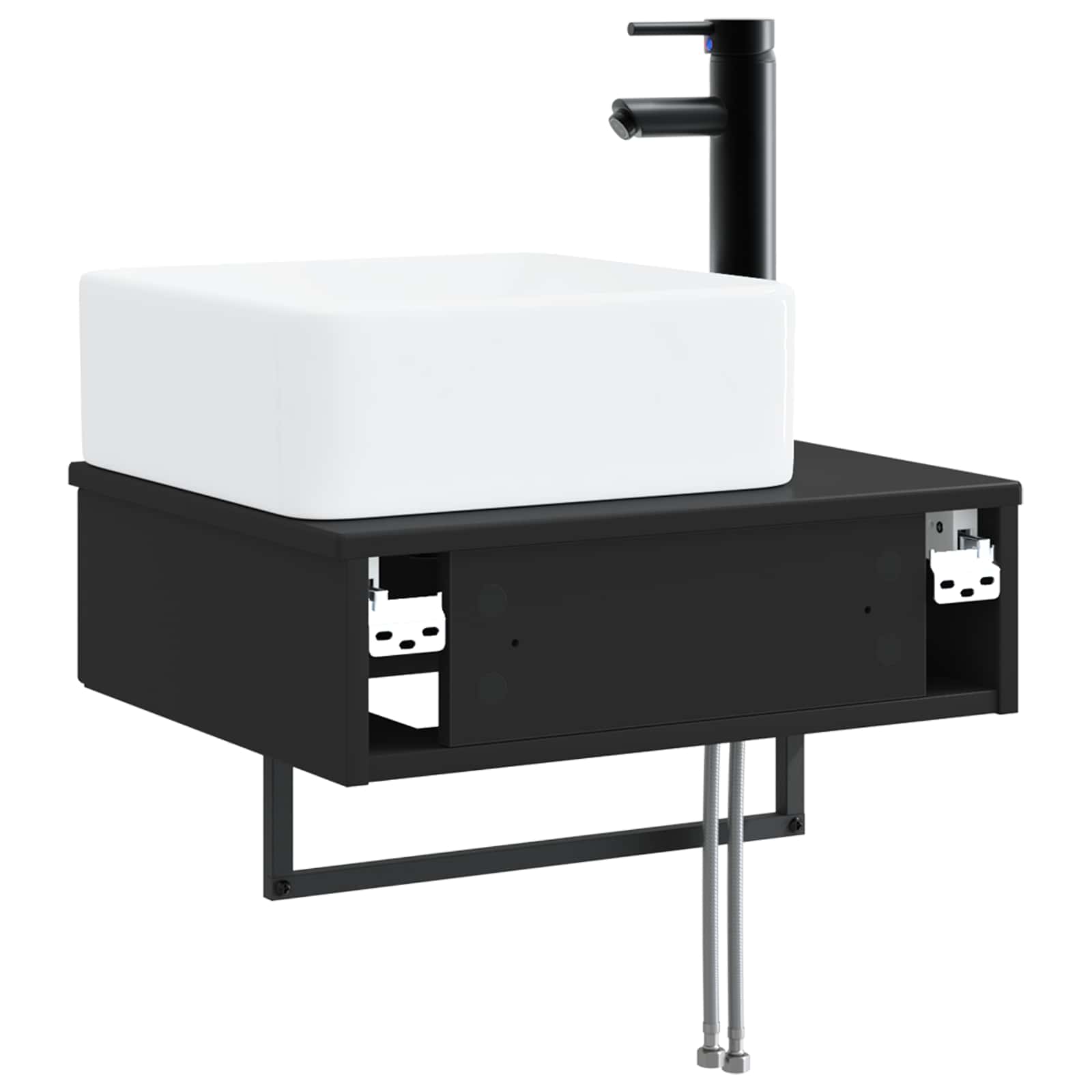 Lavabo da Parete Nero 53 x 35 x 39 cm Legno ingegnerizzato | homemem39