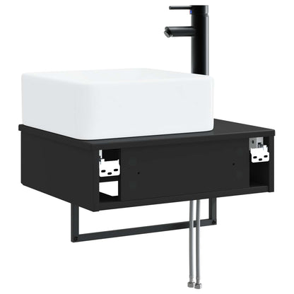 Lavabo da Parete Nero 53 x 35 x 39 cm Legno ingegnerizzato | homemem39