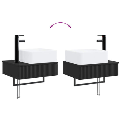 Lavabo da Parete Nero 53 x 35 x 39 cm Legno ingegnerizzato | homemem39