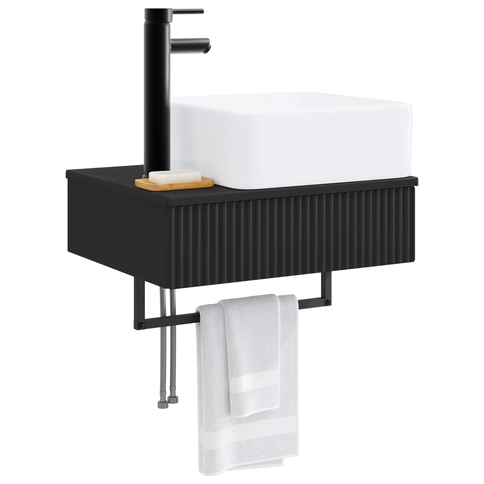 Lavabo da Parete Nero 53 x 35 x 39 cm Legno ingegnerizzato | homemem39