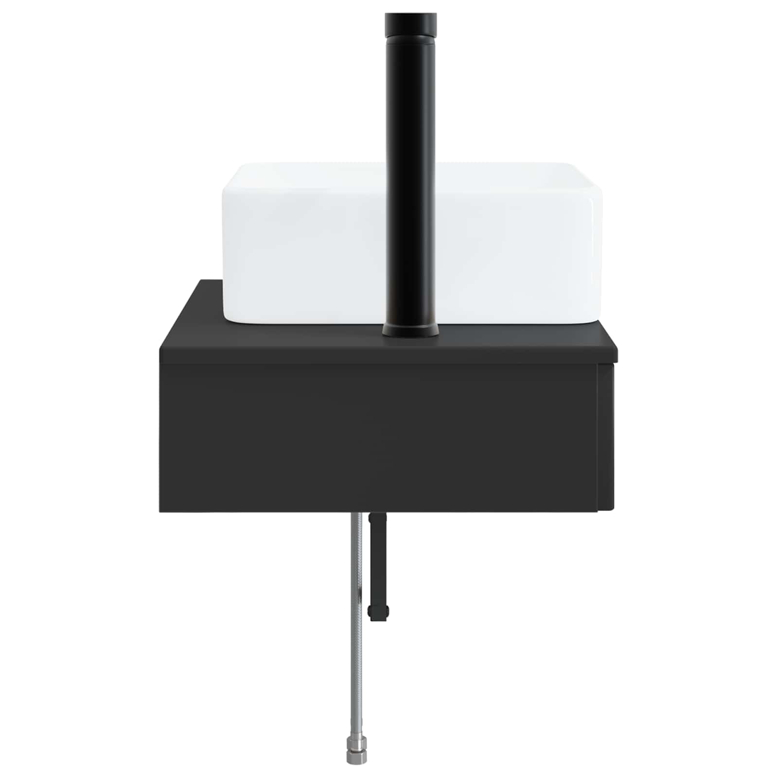 Lavabo da Parete Nero 53 x 35 x 39 cm Legno ingegnerizzato | homemem39