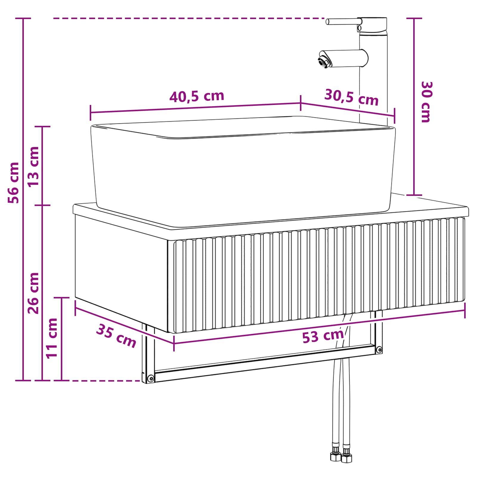 Lavabo da Parete Grigio Cemento 53 x 35 x 39 cm | homemem39