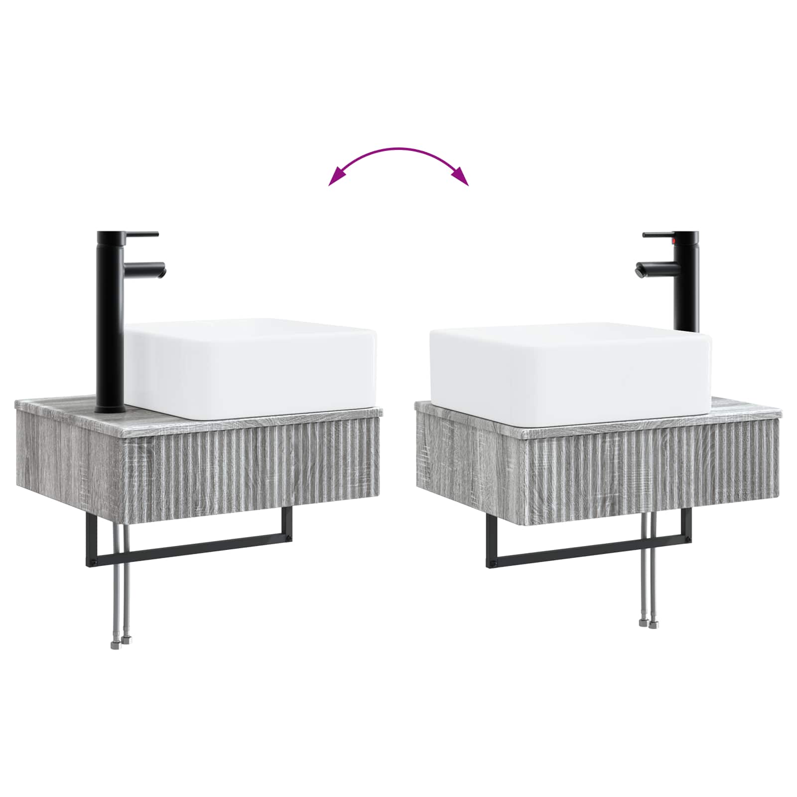Lavabo da Parete Sonoma grigio 53 x 35 x 39 cm | homemem39