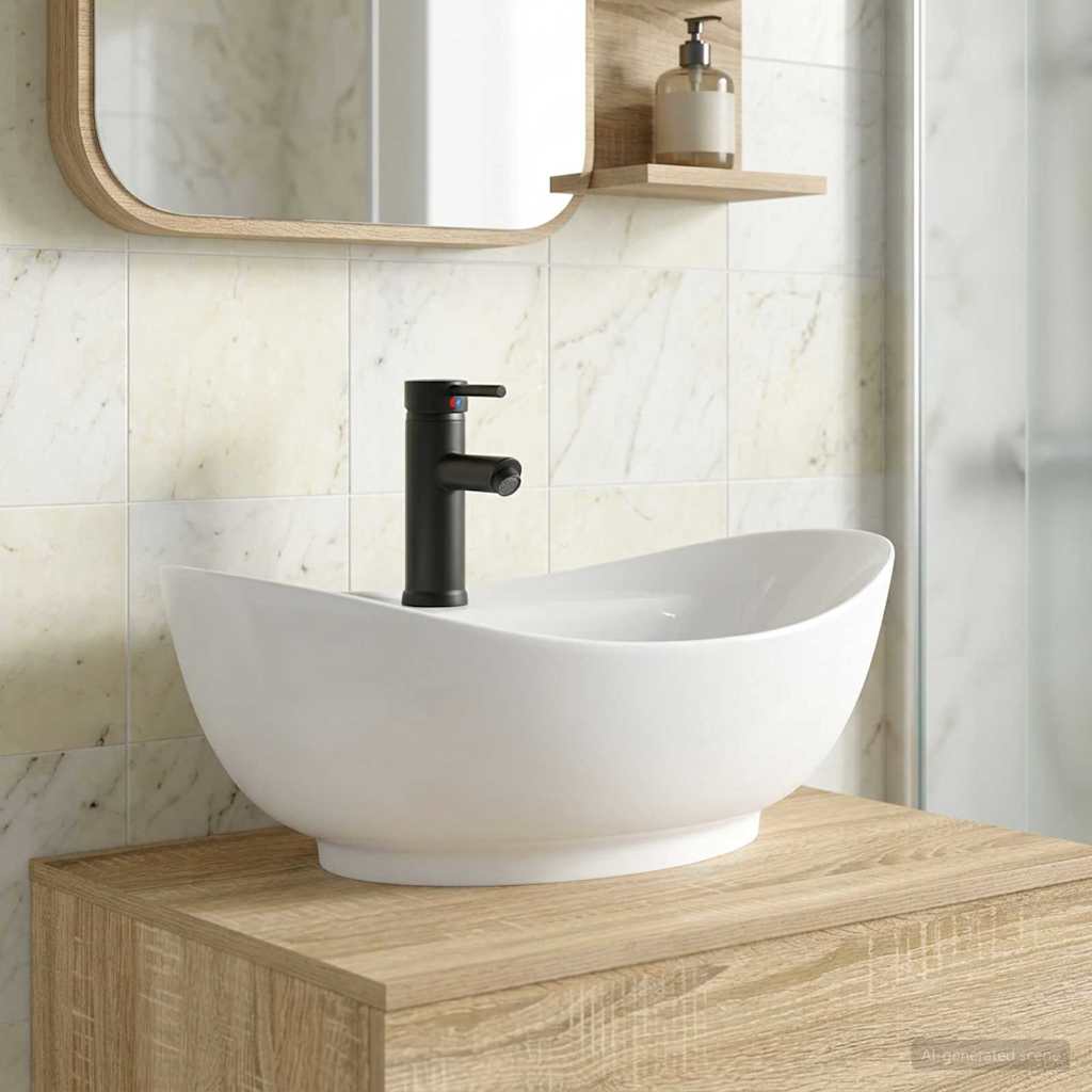 Lavabo da bagno Nero Opaco 59 x 35 x 21 cm Metallo | homemem39