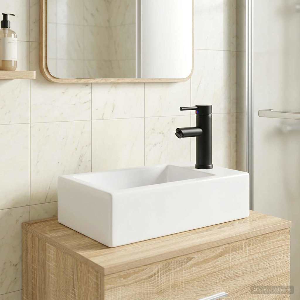 Lavabo da bagno Nero Opaco 45,5 x 25,5 x 13 cm Metallo | homemem39