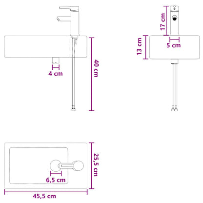 Lavabo da bagno Nero Opaco 45,5 x 25,5 x 13 cm Metallo | homemem39