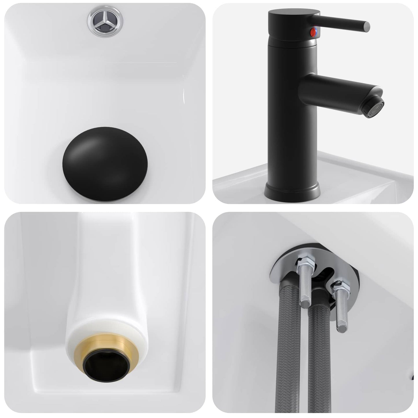 Lavabo da bagno Nero Opaco 40,5 x 22,5 x 11,5 cm Metallo | homemem39