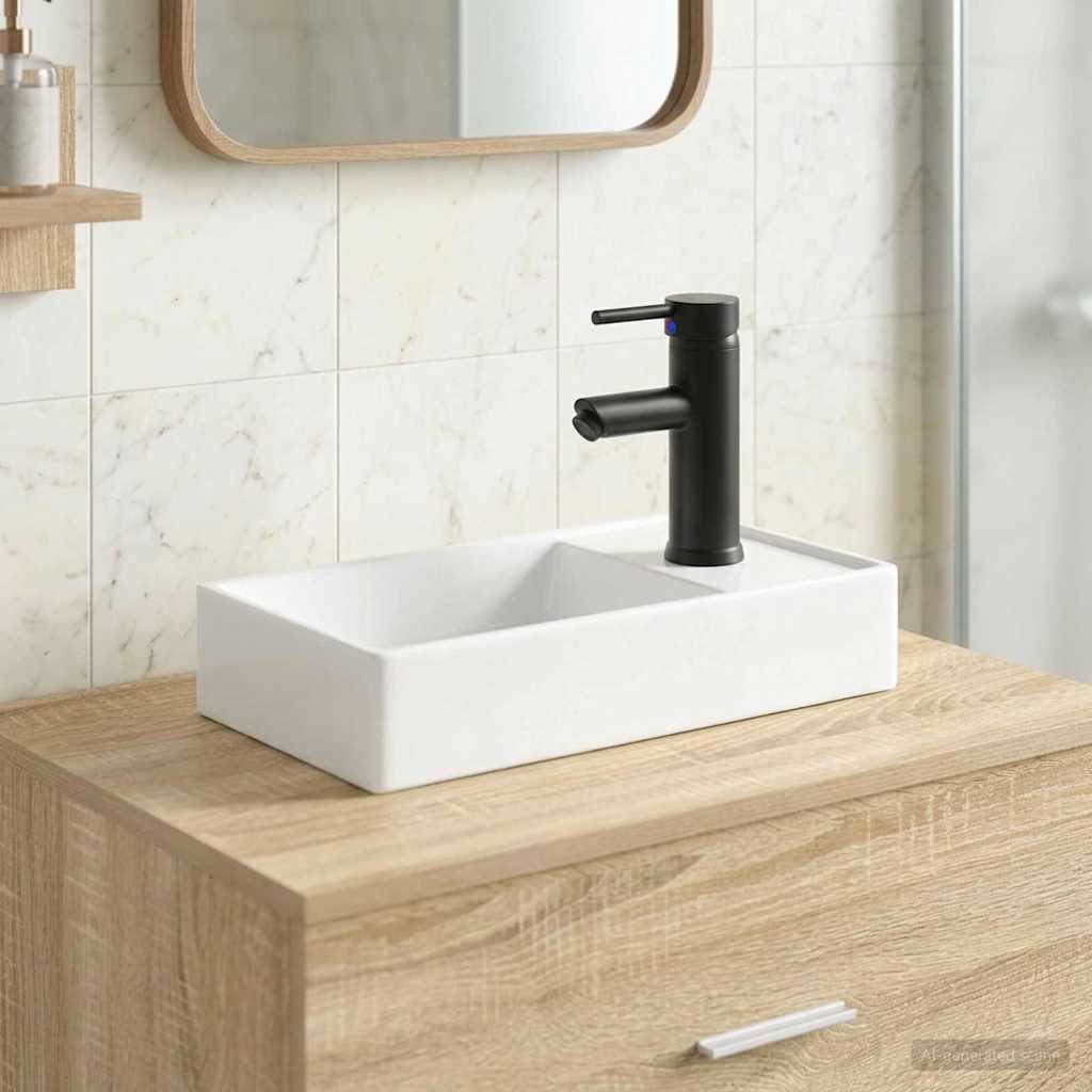 Lavabo da bagno Nero Opaco 40,5 x 22,5 x 11,5 cm Metallo | homemem39