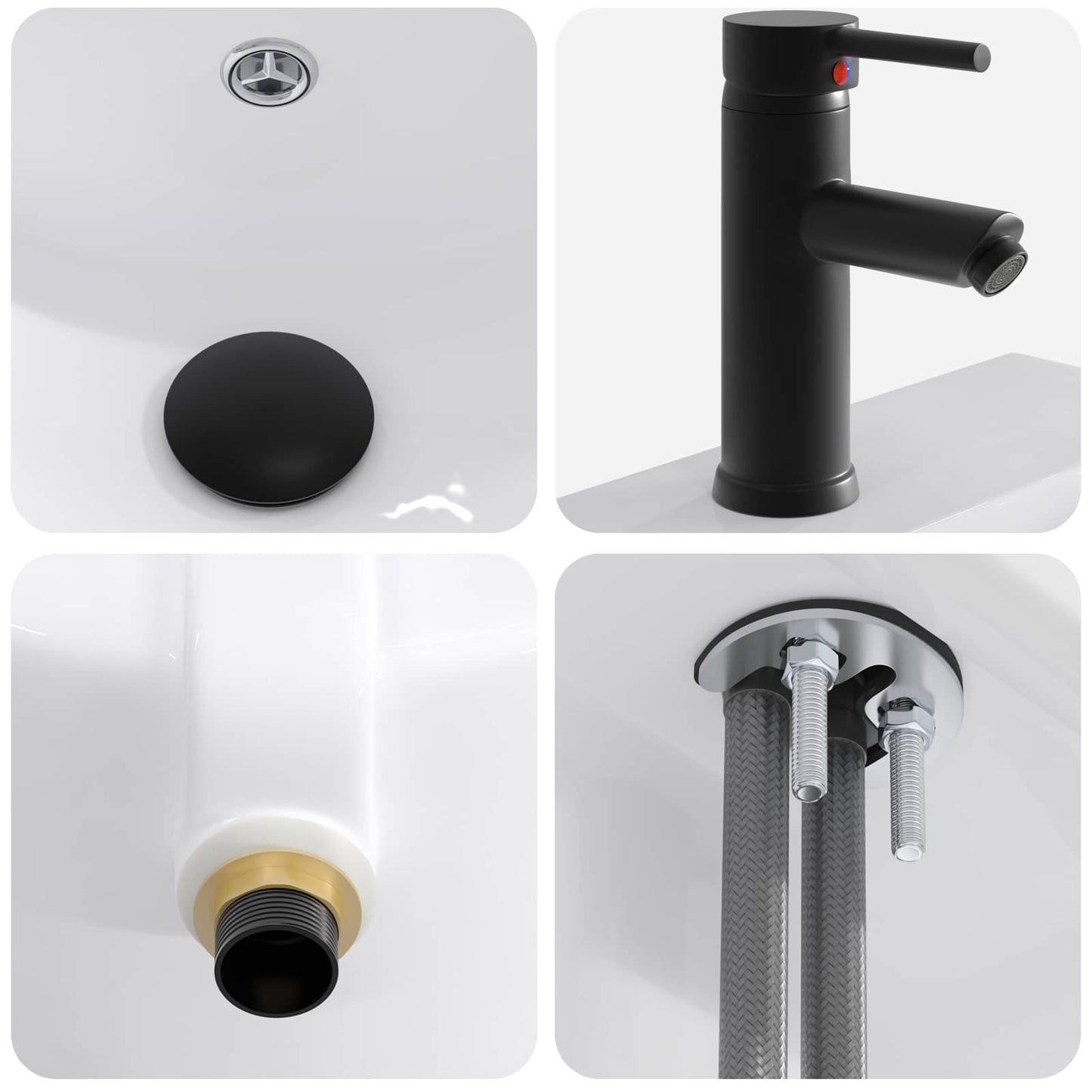 Lavabo da bagno Nero Opaco 42 x 40 x 16,5 cm Metallo | homemem39