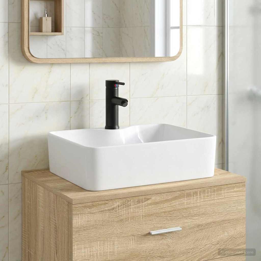 Lavabo da bagno Nero Opaco 48,5 x 37,5 x 13 cm Metallo | homemem39