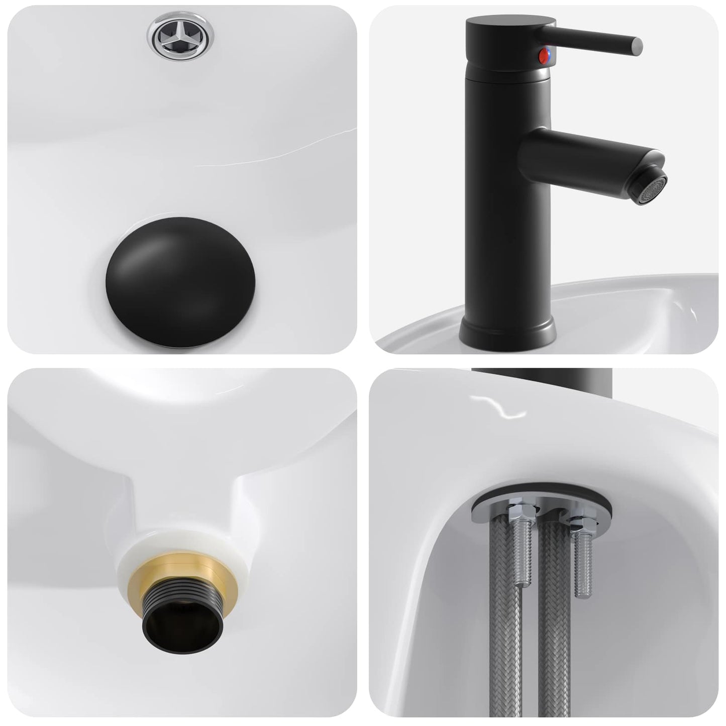 Lavabo da bagno Nero Opaco 40,5 x 40,5 x 15 cm Metallo | homemem39