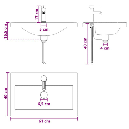Lavabo da bagno Cromato 61 x 40 x 16,5 cm Metallo | homemem39