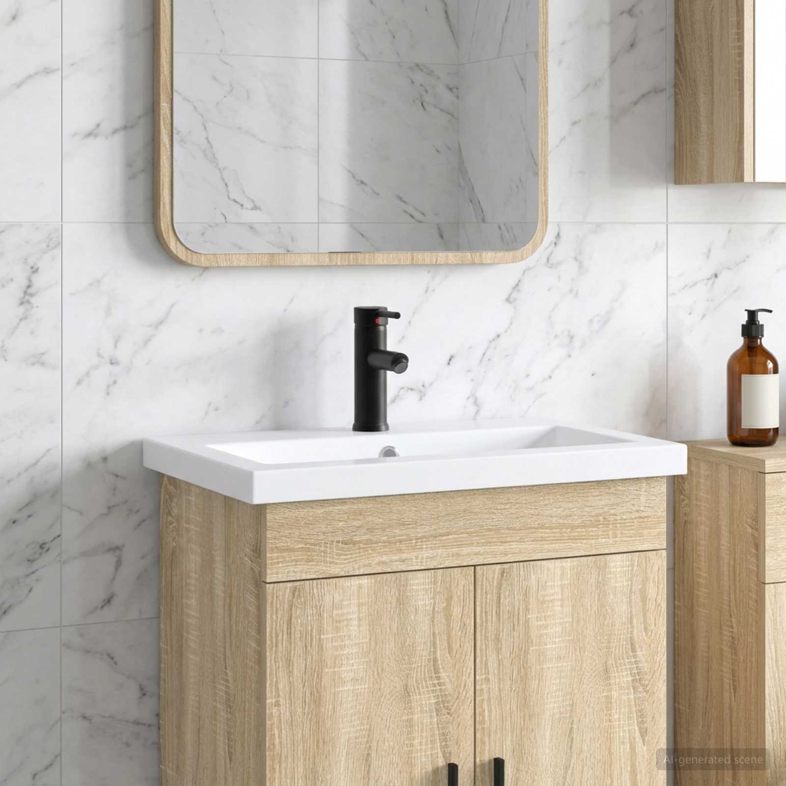 Lavabo da bagno Nero Opaco 61 x 40 x 16,5 cm Metallo | homemem39