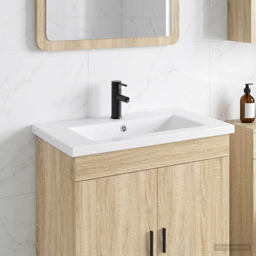 Lavabo da bagno Nero Opaco 81 x 40 x 17,5 cm Metallo | homemem39