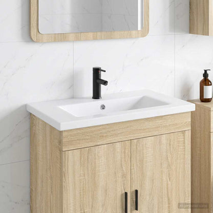 Lavabo da bagno Nero Opaco 81 x 40 x 17,5 cm Metallo | homemem39
