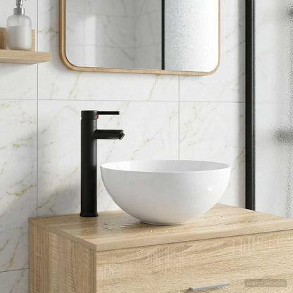 Lavabo con rubinetto e scarico Nero Opaco 35,5 x 35,5 x 14,5 cm