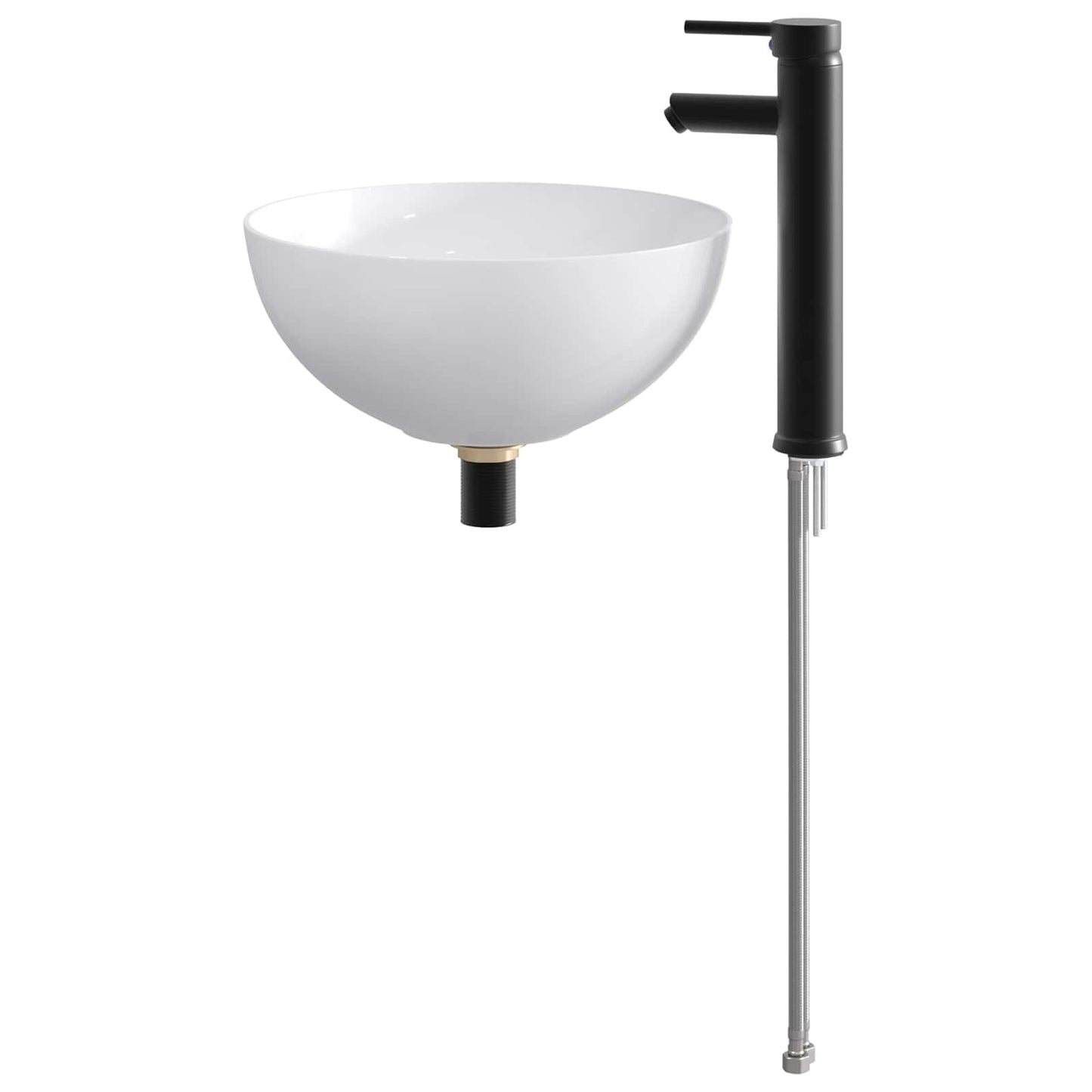 Lavabo con rubinetto e scarico Nero Opaco 35,5 x 35,5 x 14,5 cm