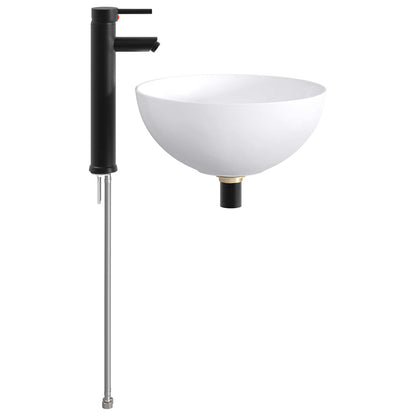 Lavabo con rubinetto e scarico Nero Opaco 35,5 x 35,5 x 14,5 cm