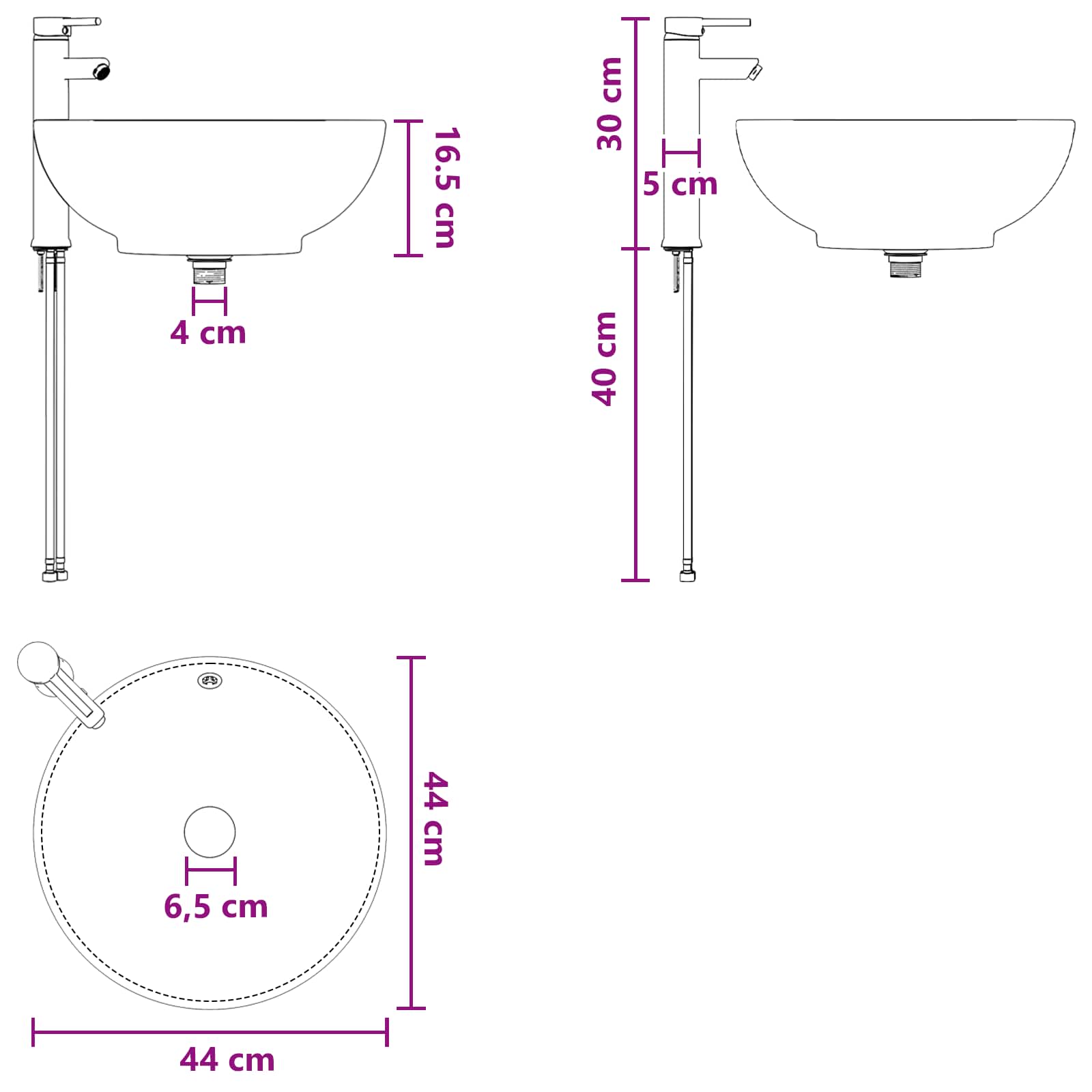 Lavabo da bagno Cromato 44 x 44 x 16 cm Metallo | homemem39