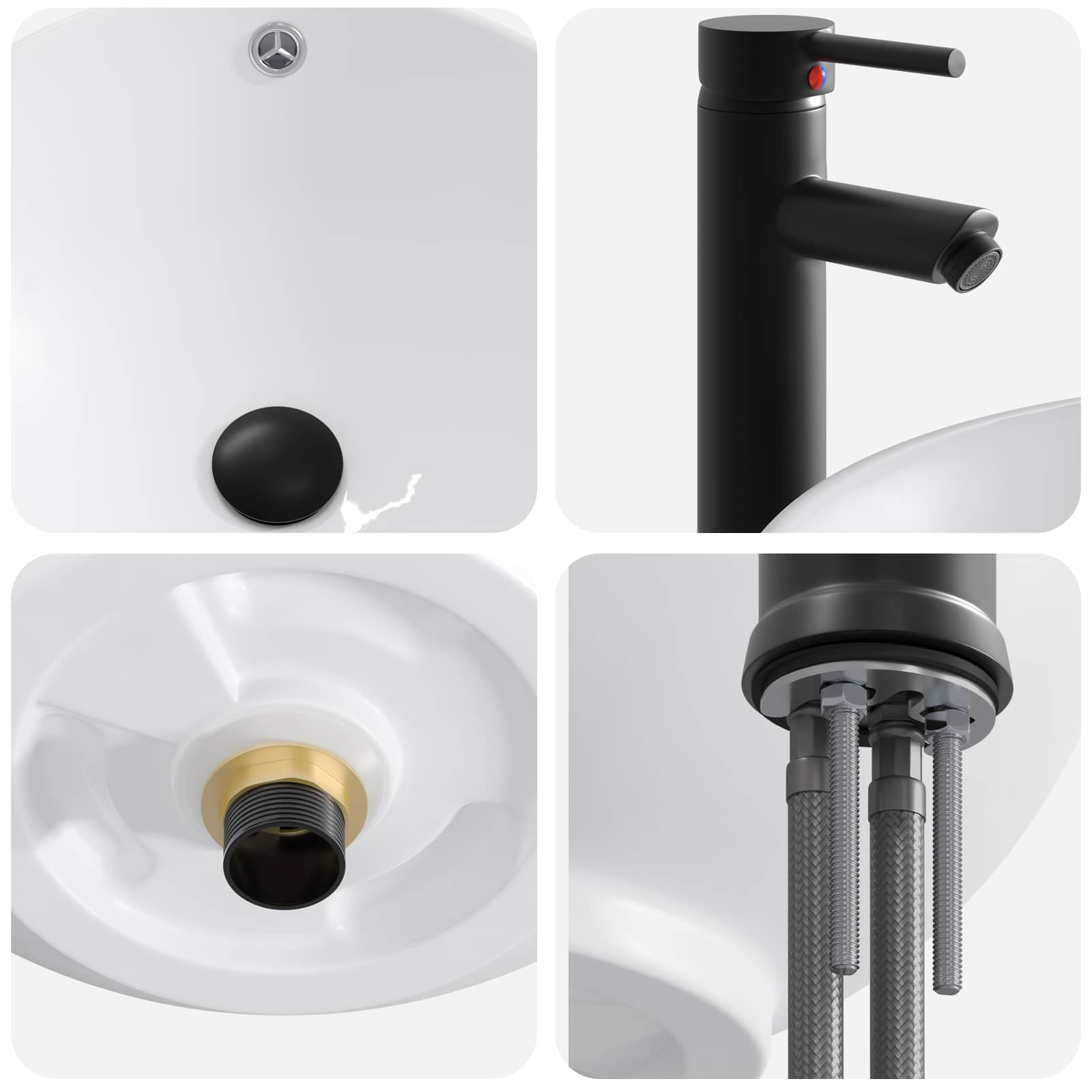 Lavabo da bagno Nero Opaco 44 x 44 x 16 cm Metallo | homemem39