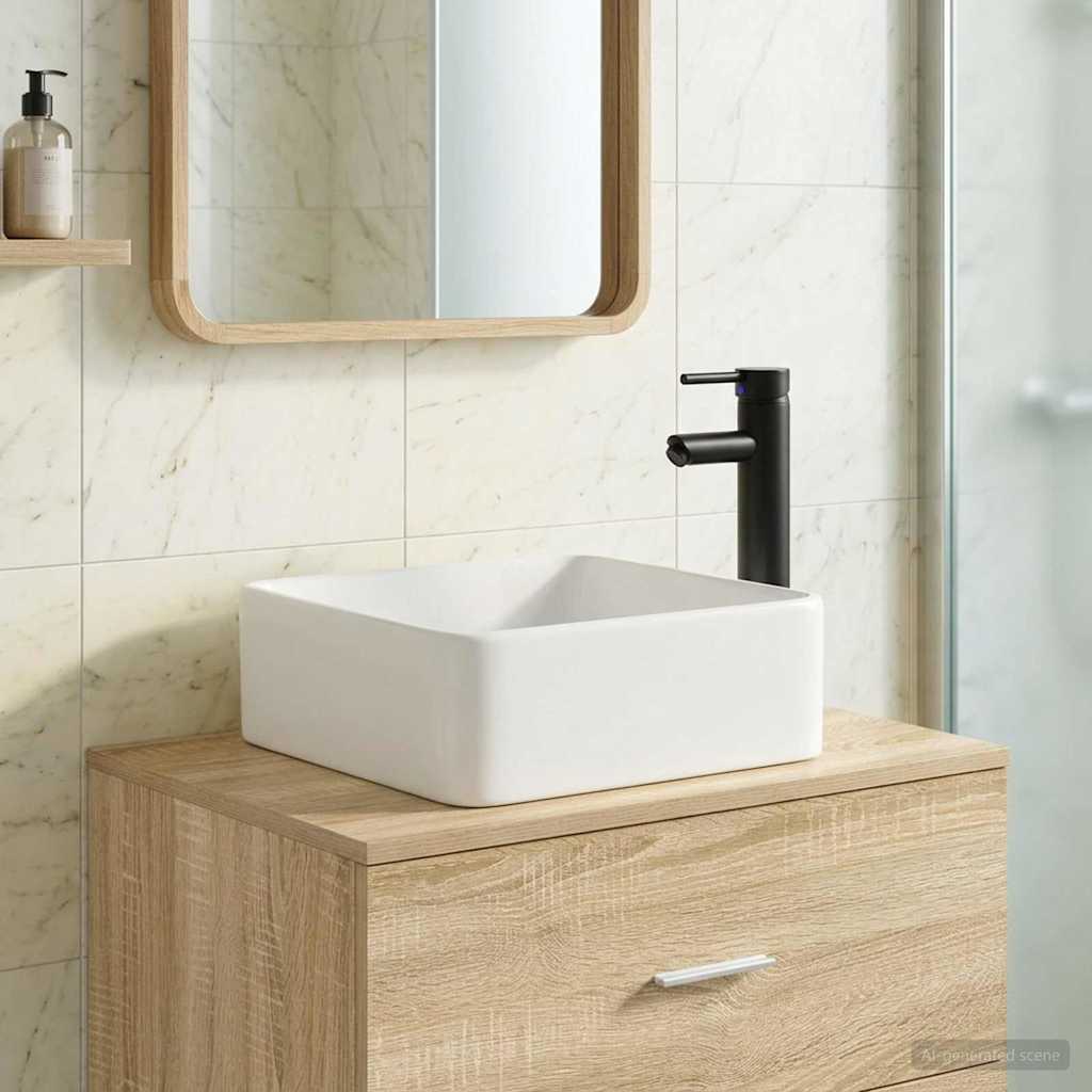 Lavabo da bagno Nero Opaco 36,5 x 36,5 x 13 cm Metallo | homemem39
