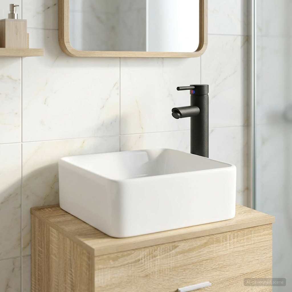 Lavabo da bagno Nero Opaco 49 x 37 x 14 cm Metallo | homemem39