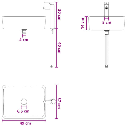Lavabo da bagno Nero Opaco 49 x 37 x 14 cm Metallo | homemem39