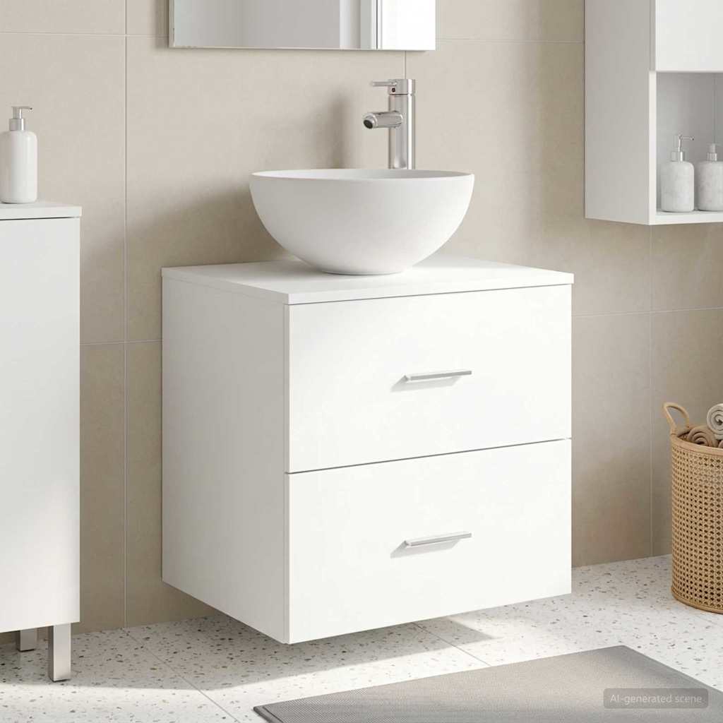 Mobiletto con Lavabo a Parete Bianco 49,5 x 35 x 63 cm | homemem39