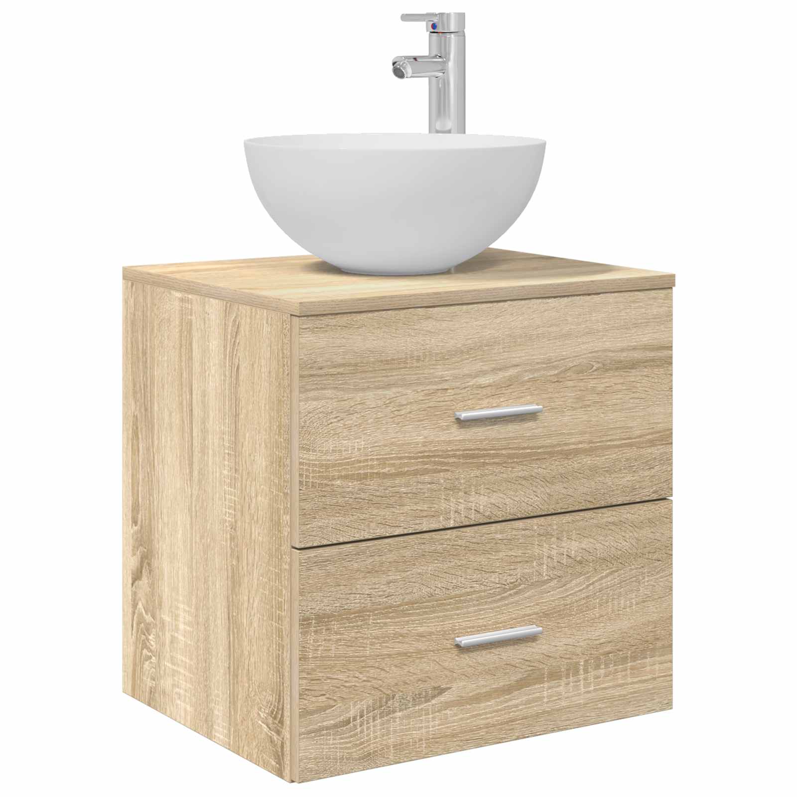 Mobiletto con Lavabo a Parete Rovere Sonoma 49,5 x 35 x 63 cm | homemem39