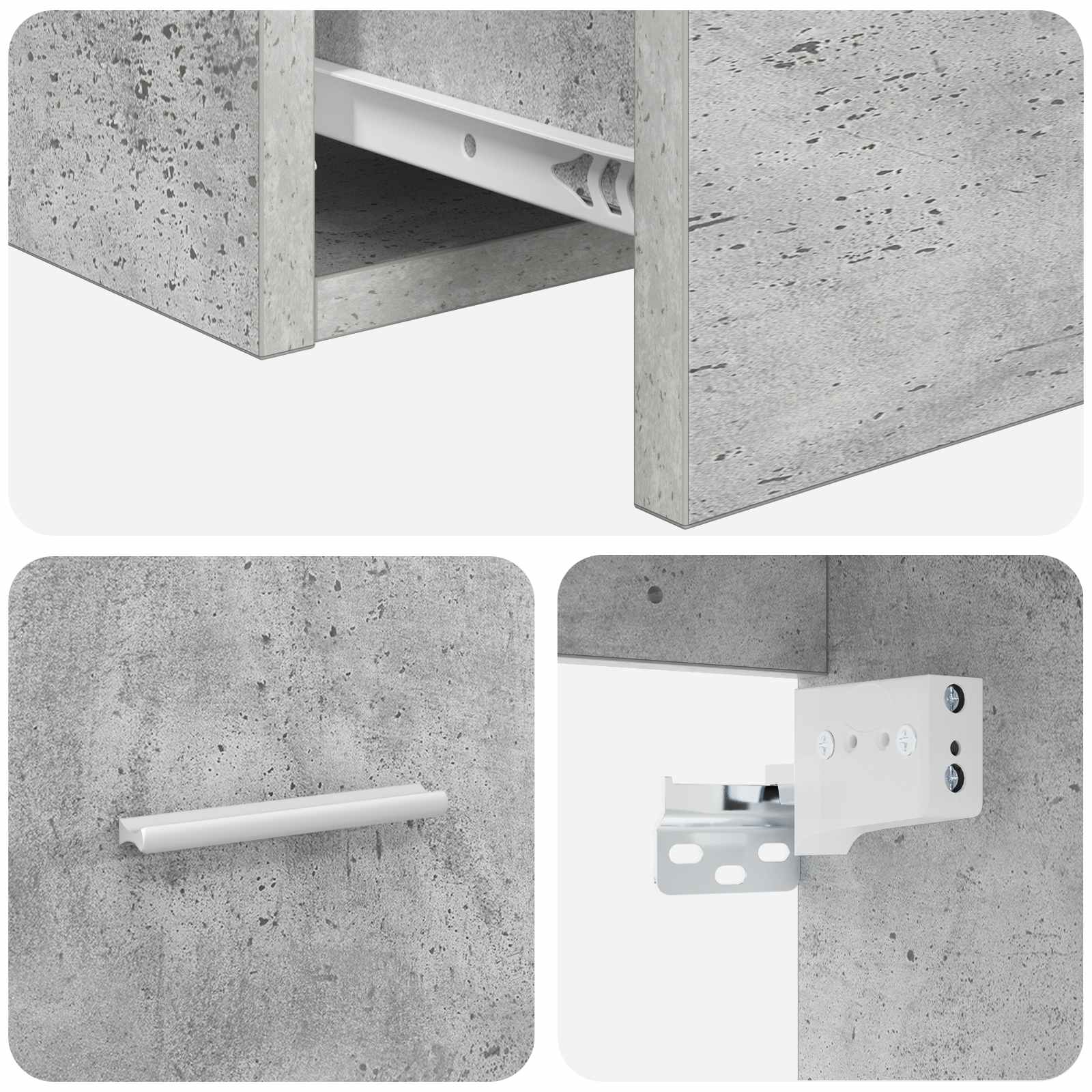 Mobiletto con Lavabo a Parete Grigio Cemento 49,5 x 35 x 63 cm | homemem39