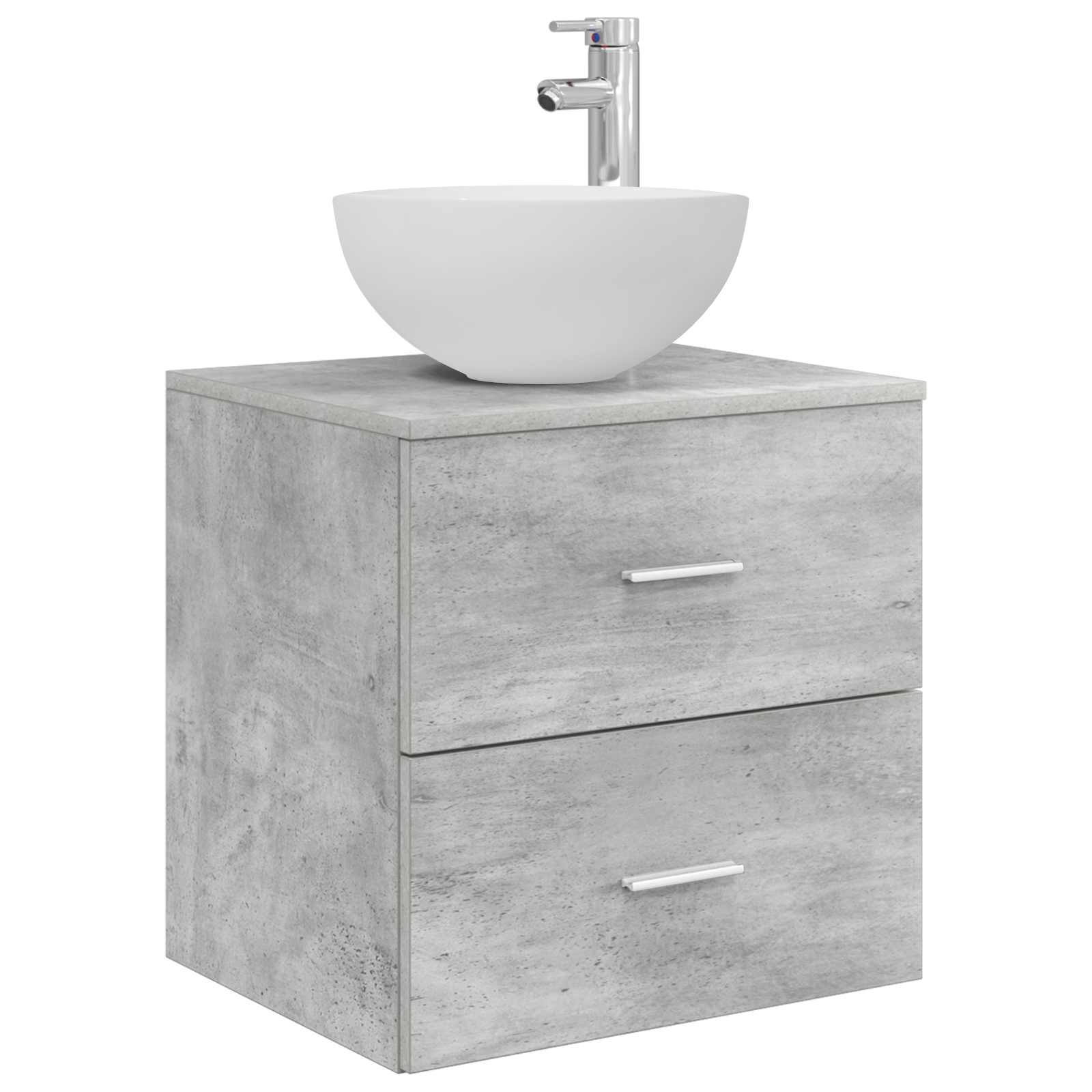 Mobiletto con Lavabo a Parete Grigio Cemento 49,5 x 35 x 63 cm | homemem39