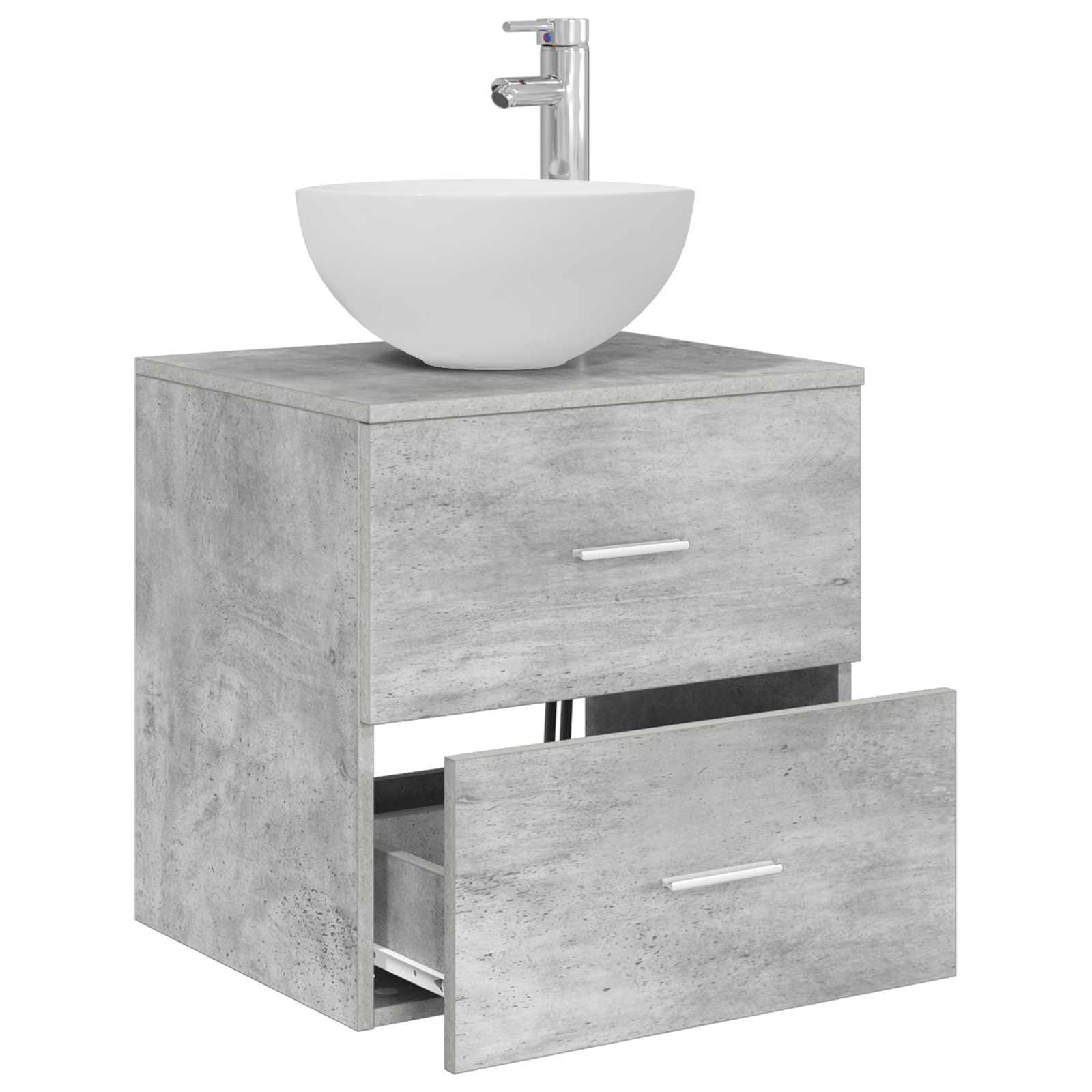 Mobiletto con Lavabo a Parete Grigio Cemento 49,5 x 35 x 63 cm | homemem39