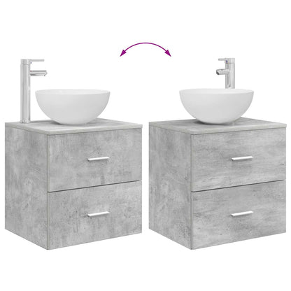 Mobiletto con Lavabo a Parete Grigio Cemento 49,5 x 35 x 63 cm | homemem39