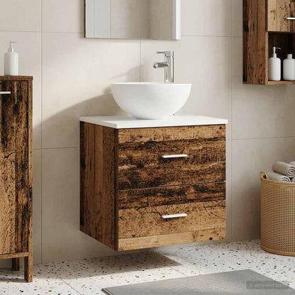 Mobiletto con Lavabo a Parete Legno antico 49,5 x 35 x 63 cm | homemem39