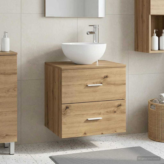 Mobiletto con Lavabo a Parete Rovere Artigianale | homemem39