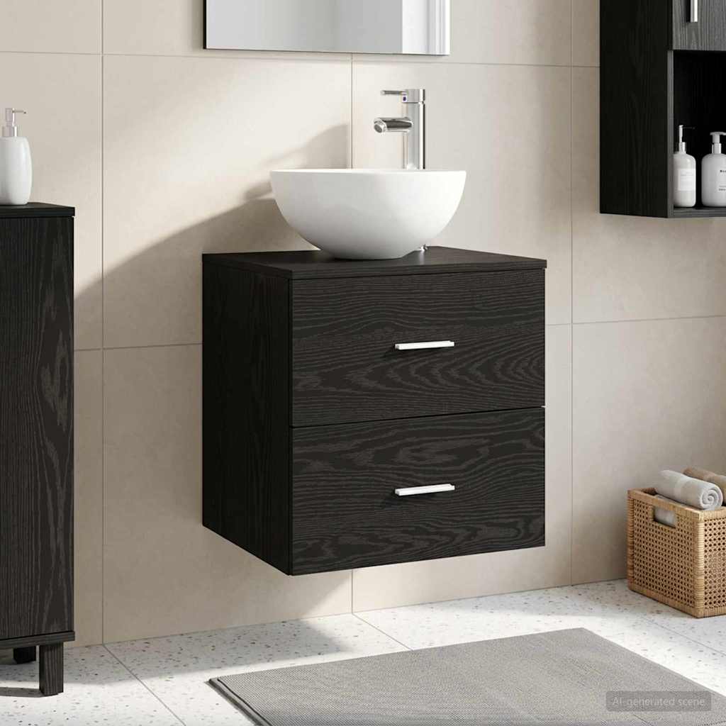 Mobile Lavabo da Parete Rovere Nero 49,5 x 41 x 64,5 cm | homemem39