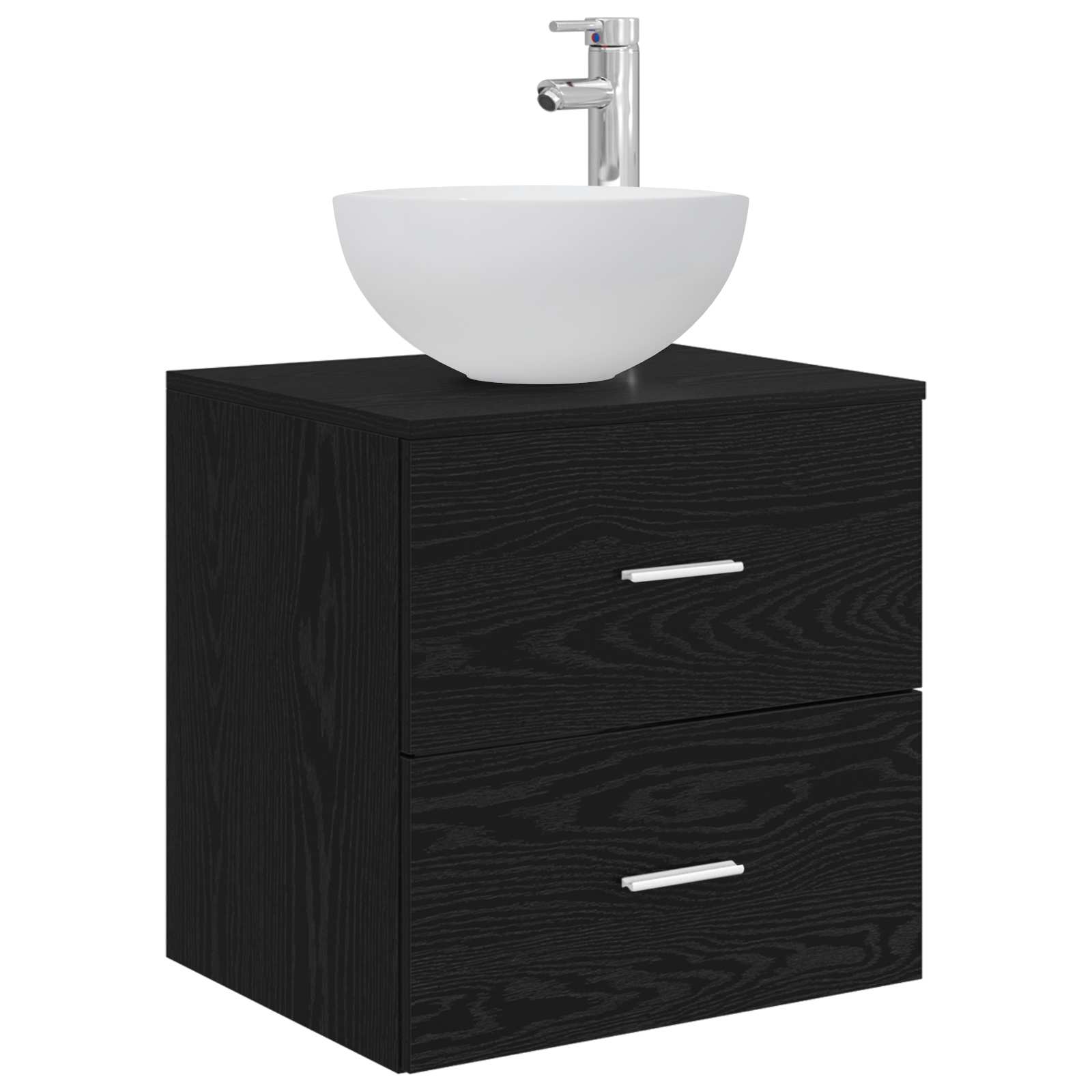 Mobile Lavabo da Parete Rovere Nero 49,5 x 41 x 64,5 cm | homemem39