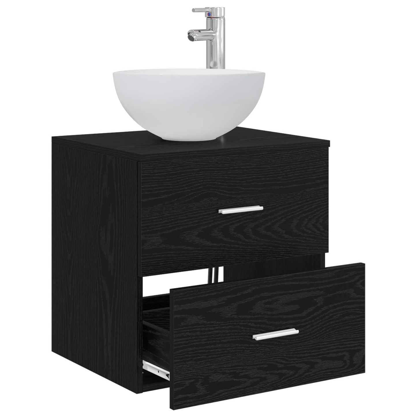 Mobile Lavabo da Parete Rovere Nero 49,5 x 41 x 64,5 cm | homemem39